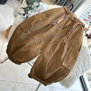 显瘦阔腿九分老爹裤 设计感宽松休闲百搭工装 女春秋新款 牛仔垮裤 裤