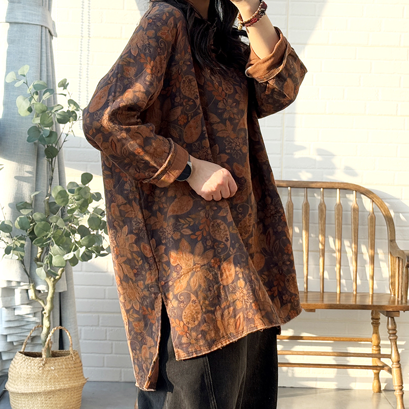 文艺复古民族风亚麻毛边连衣裙