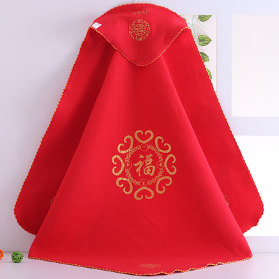 婴儿保暖抱被加厚纯棉红色宝宝