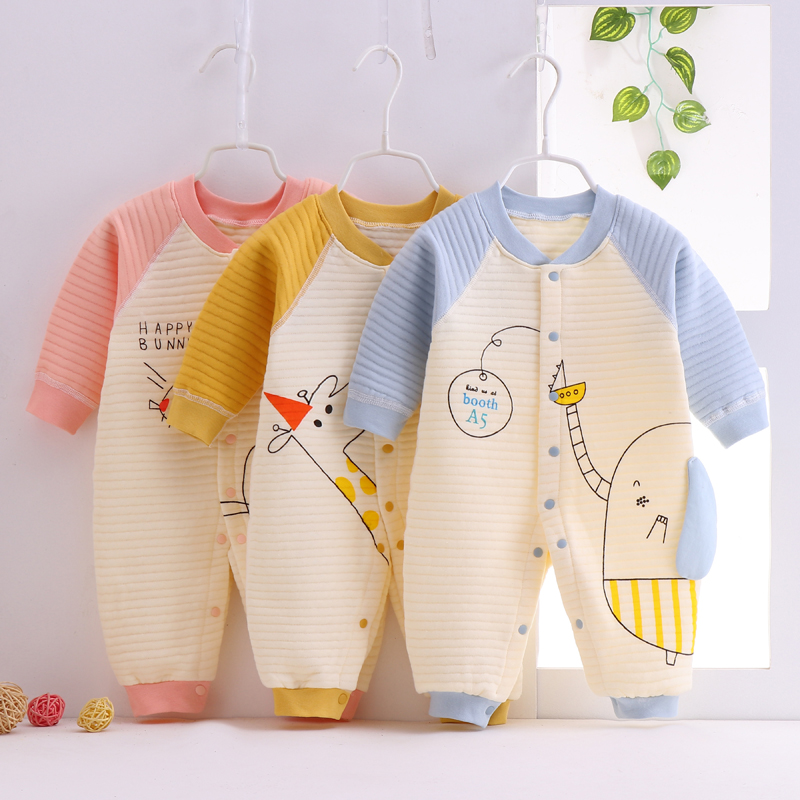 新生儿纯棉保暖内衣加厚婴儿爬服