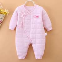 Bộ đồ bơi cho bé sơ sinh bằng vải cotton nửa mùa thu và mùa đông cho bé sơ sinh ấm áp 裆 quần áo mùa thu và mùa đông cho bé chăm sóc bụng leo trèo - Áo liền quần bộ khủng long
