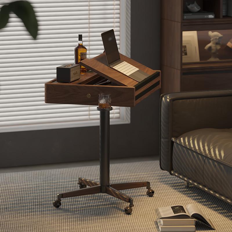 可折叠黑胡桃木升降小书桌