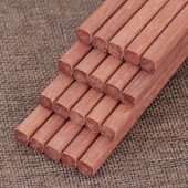 家用实木红檀木筷子套装 快子家庭装 10双红木筷子防滑无漆无蜡木质