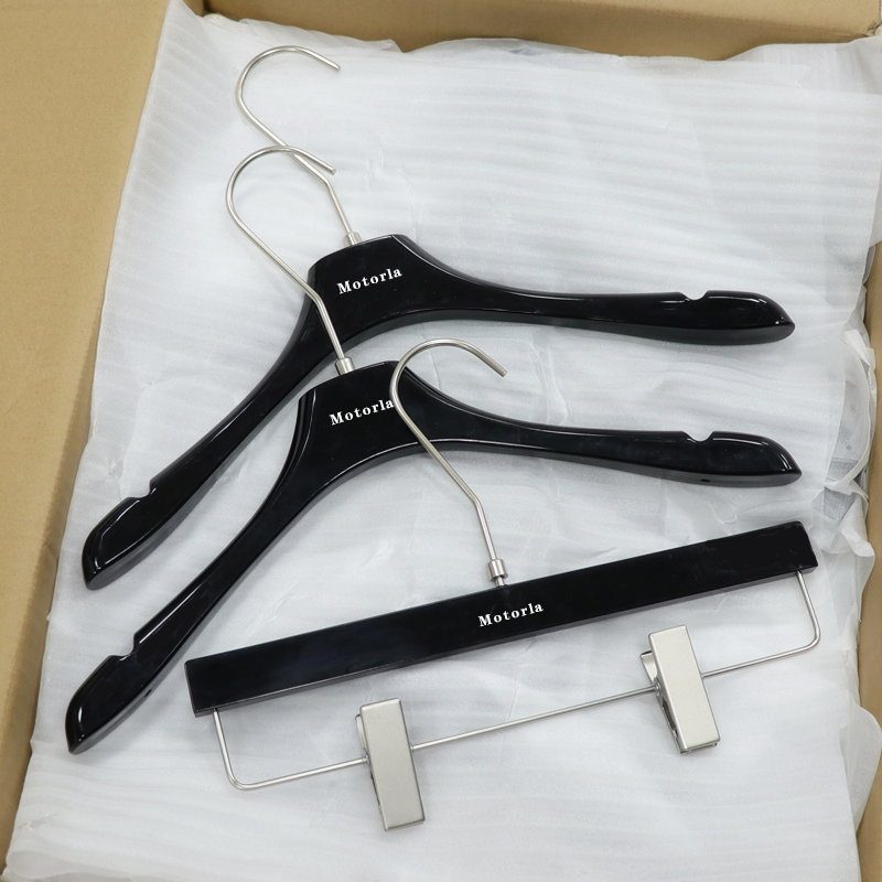 logo定制服装店专用衣架亚克力黑色儿童装女装店套装衣挂撑子裤夹
