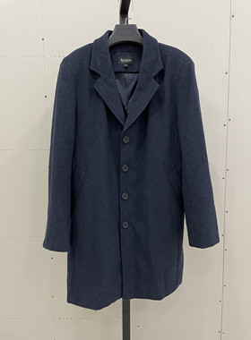 外单羊毛呢料大衣西服外套宽松休闲时尚气质纯色通勤秋冬加厚中长