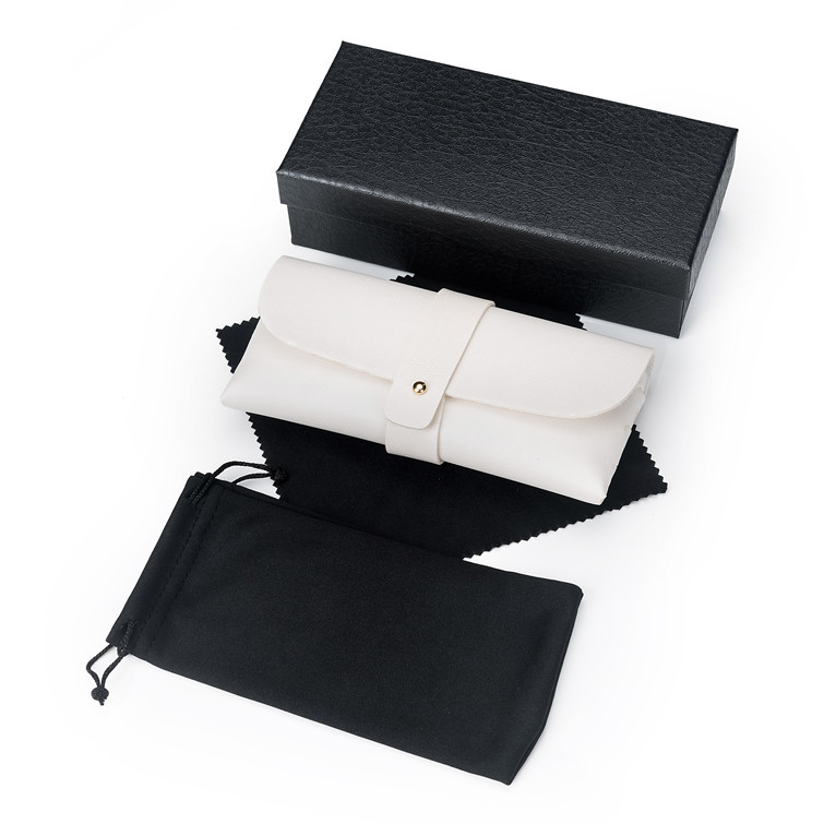 2511光板整套眼镜盒钉扣款黑色皮质白色太阳镜盒男女墨镜盒高颜值