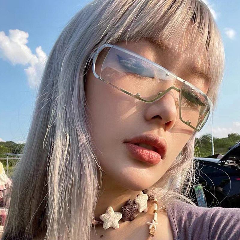 2512珂盾椭圆金属Y2K太阳镜2023新款未来感墨镜欧美千禧辣妹