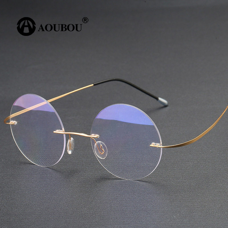 2512太子复古圆形防蓝光老花镜男女无框不夹脸防紫外老花眼镜轻便