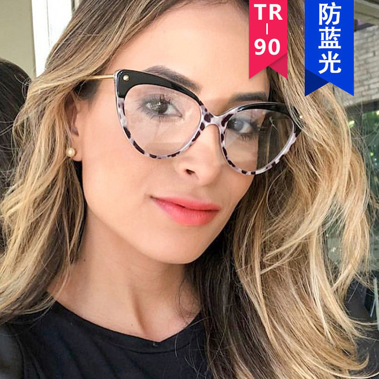 2512TR90防蓝光铆钉平光镜欧美复古猫眼素颜眼镜框可配近视眼镜架