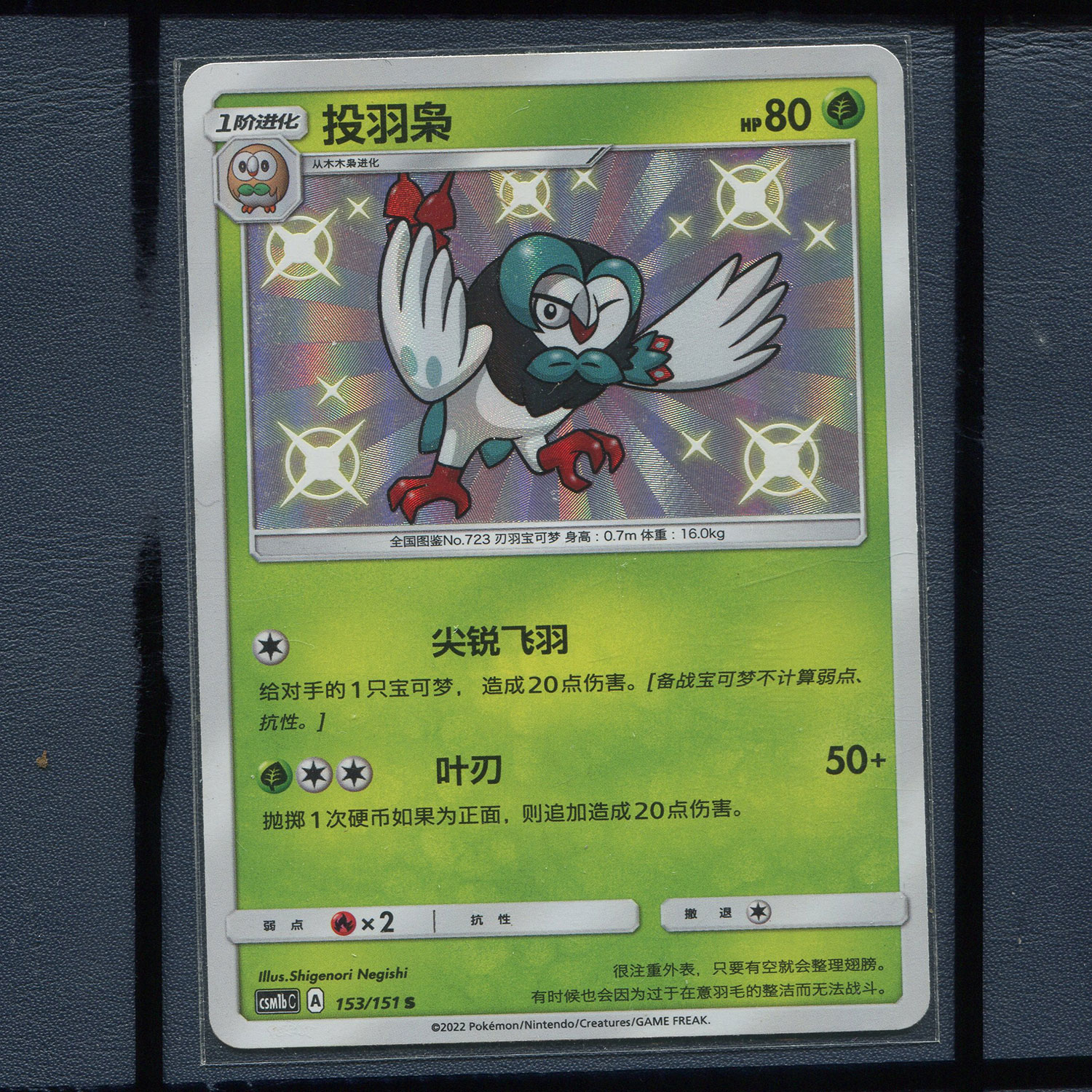 简中PTCG宝可梦 S闪 投羽枭 CSm1bc-153  1.0 横空出世 苍
