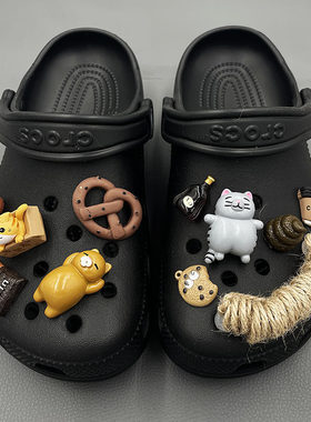 适配crocs卡骆驰洞洞鞋配饰鞋花男搞怪好玩露营风cross装饰扣麻绳