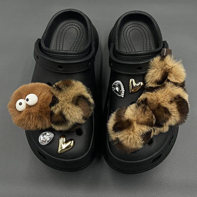crocs洞洞鞋配饰鞋花毛绒毛球冬