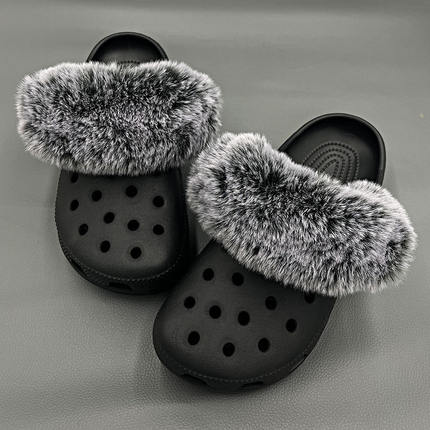适配crocs卡骆驰超火洞洞鞋配饰暖棉毛绒内胆后跟鞋带套加绒配件