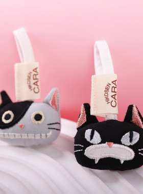 卡拉猫搞笑表情黑猫拉链头布挂饰