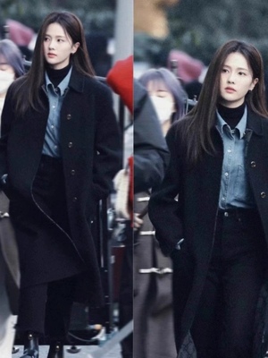 欧美G家秋冬女士外套毛呢子中长款显瘦羊毛大衣白鹿同款以爱为营