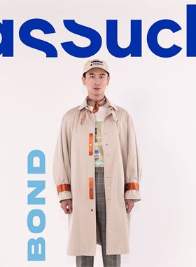 ASSUCH饰织带宽松巴马肯长风衣oversized单排扣原创设计外套