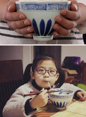 明 永乐 手绘青花菊瓣纹 鸡心碗  古董瓷器古玩古瓷器 收藏