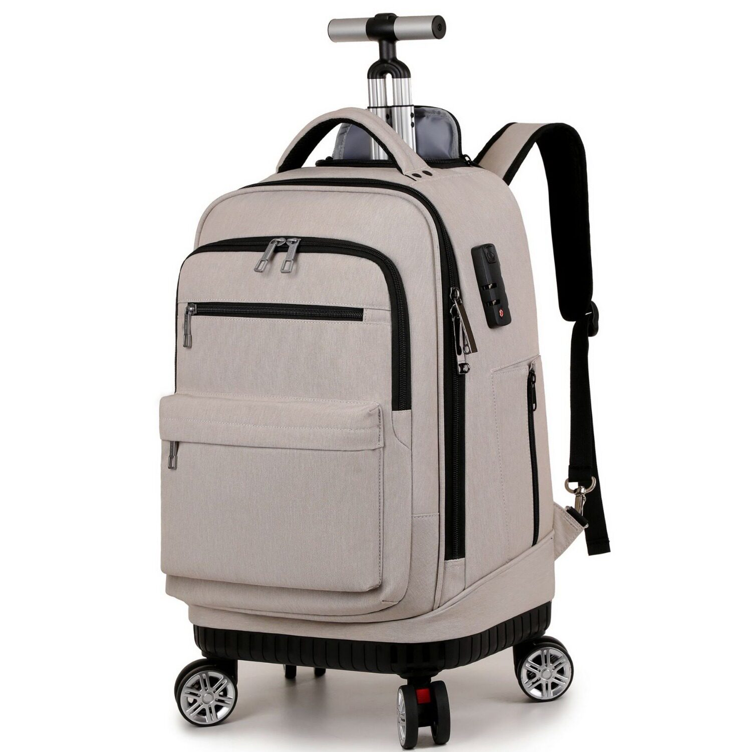 威盛达商务休闲拉杆包万向轮可拉可背大容量双肩背包密码锁