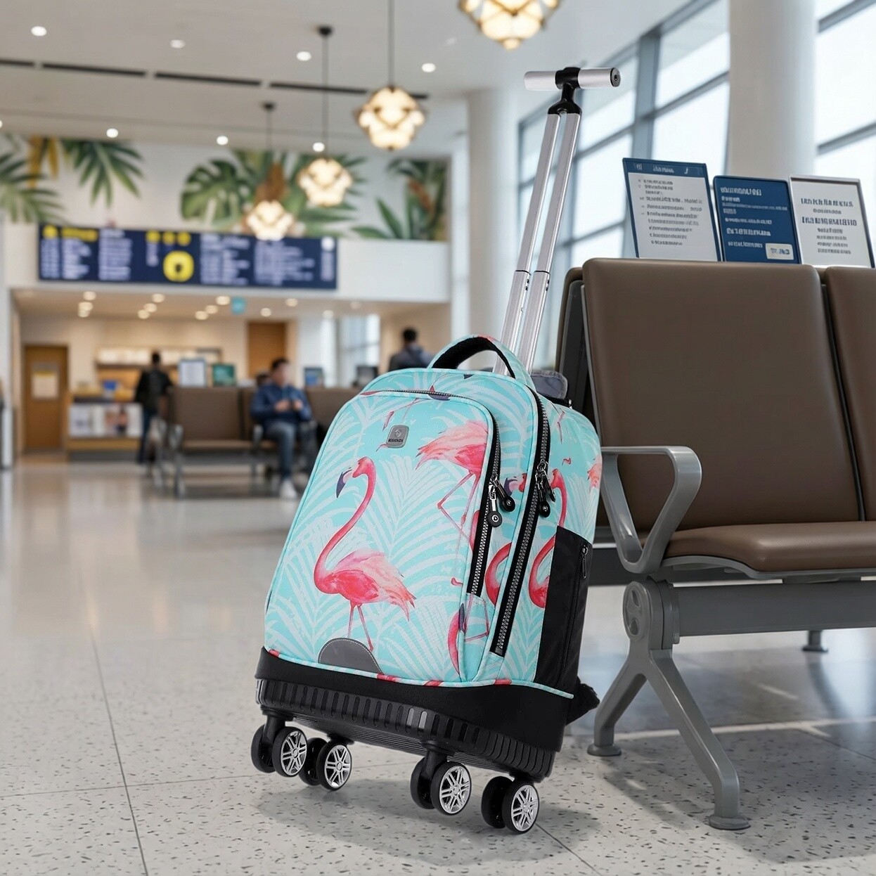 学生单拉杆书包万向轮可拉可背大容量双肩背包便携旅行箱出行旅游