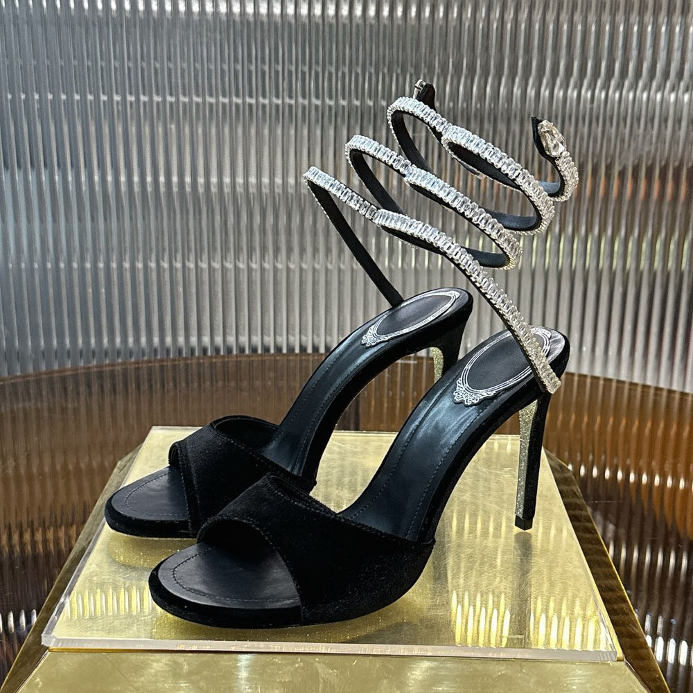 法式复古丝绒露趾蛇形缠绕水钻高跟凉鞋性感细跟绝美仙女名媛宴会,女鞋,时装凉鞋,淘宝优惠券,粉丝福利购,淘宝优惠卷