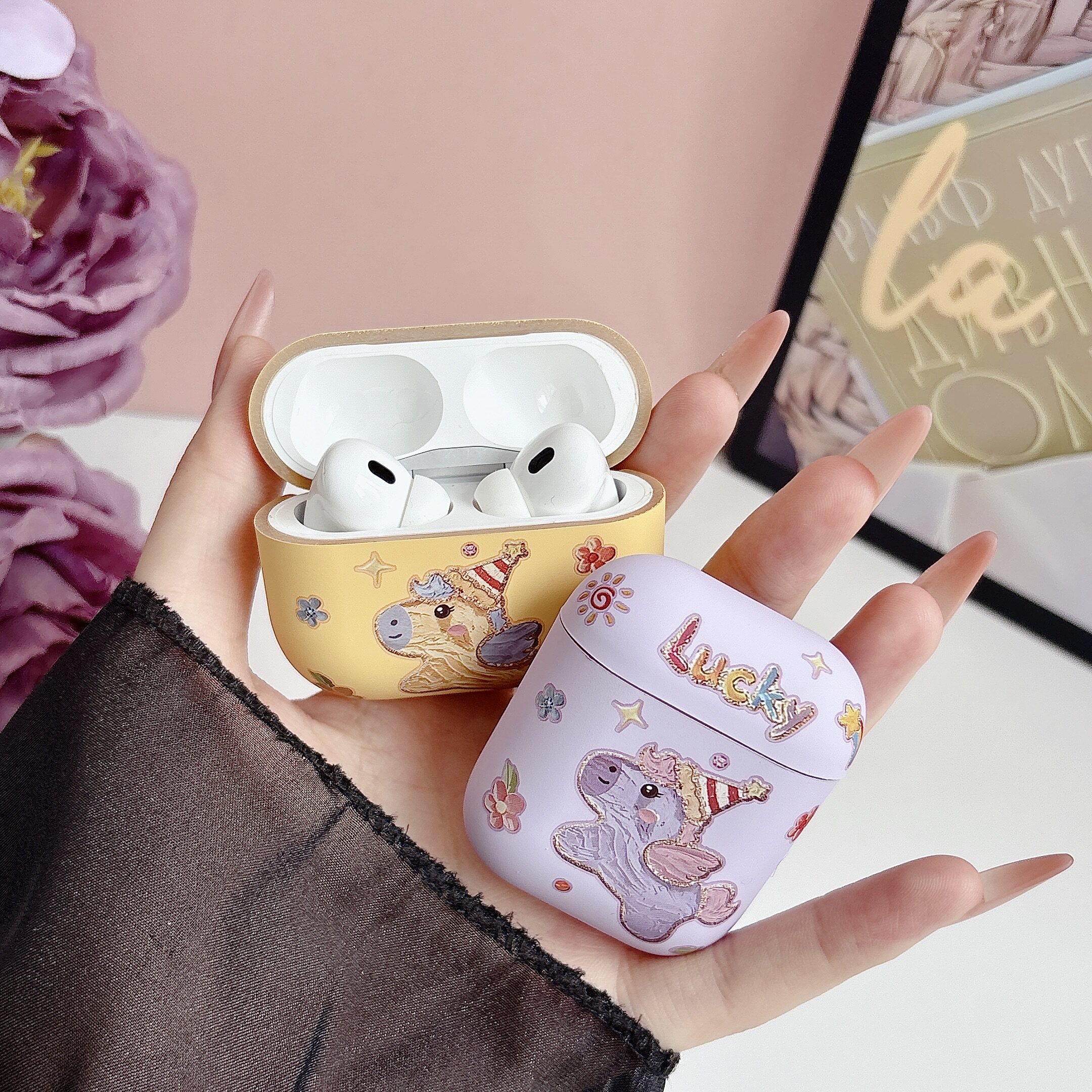 卡通彩虹马Airpodspro3代耳机保护套适用苹果Airpods4代降噪耳机壳Airpods3硅胶耳机壳pro2代卡通情侣款1/2代