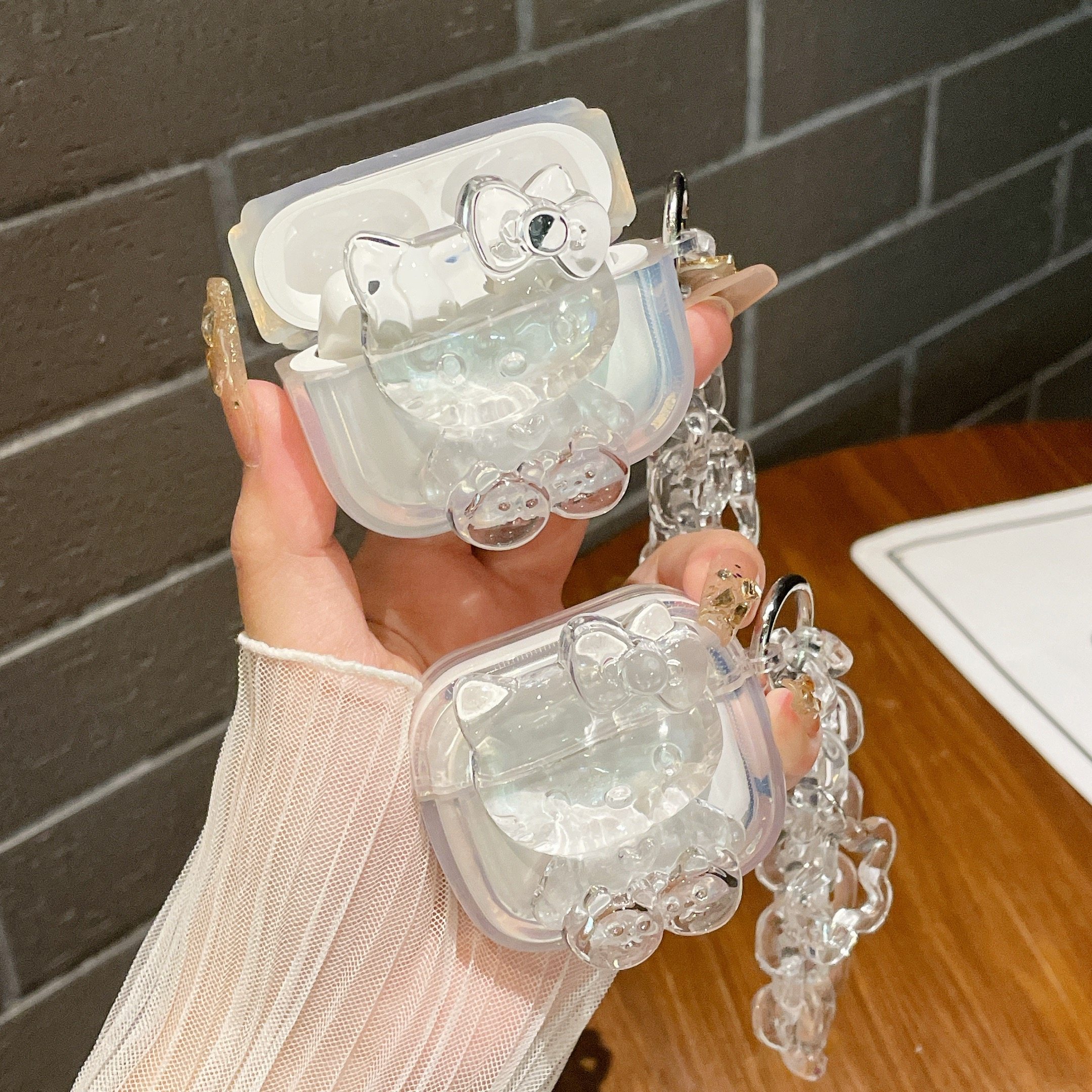 女款高透亮卡通kitty猫适用苹果Airpods4保护套AirPodsPro2代苹果耳机套无线蓝牙airpods3透明壳四代降噪高级