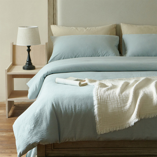 柔软简单高级素色床品 简约纯色莫兰迪色系80支高密双层纱四件套