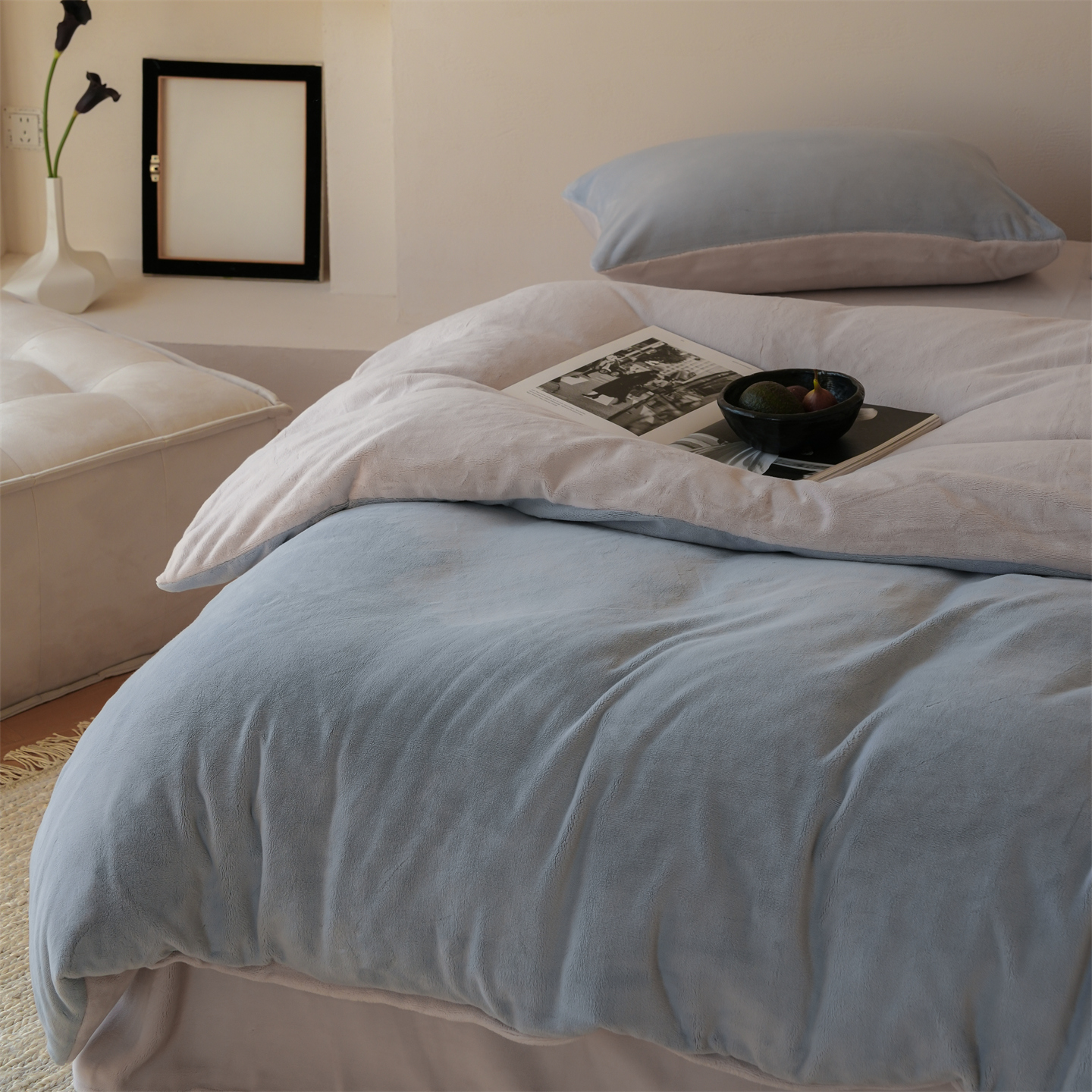 A类简约纯色双拼色牛奶绒四件套  |全消光工艺素色保暖双面绒床品