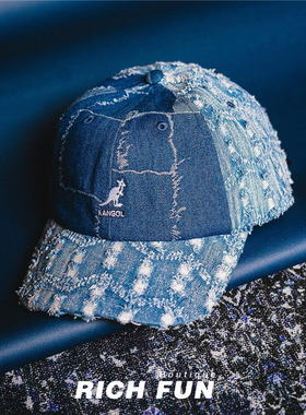 Kangol Denim Mashup Baseball袋鼠春夏新款牛仔破洞拼接棒球帽子