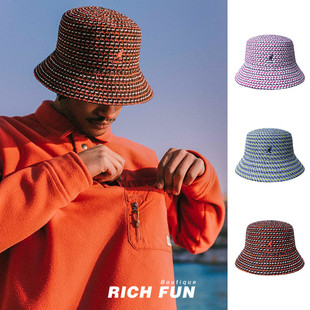 春夏新款 Kangol Bucket Jacquard 小香风复古格纹拼色渔夫帽 Maze