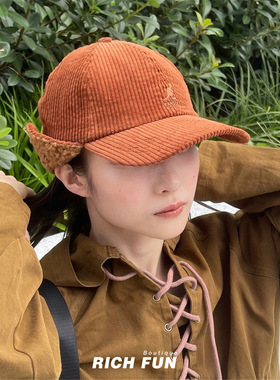 Kangol Cozy Cord Earflap BB袋鼠新款灯芯绒护耳保暖加绒棒球帽