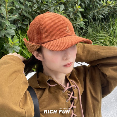 Kangol Cozy Cord Earflap BB袋鼠新款灯芯绒护耳保暖加绒棒球帽