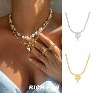 Statement Heart Necklace爱心吊坠锁骨颈链 Molten 美国LUVAJ新款