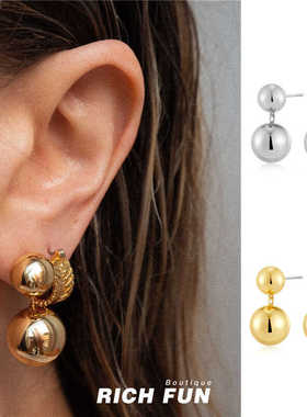 LUVAJ Double Ball Earrings 镀金圆球双球耳环简约高级感ins耳饰