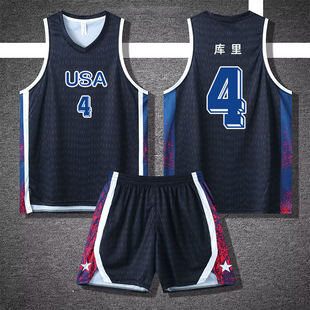 美国队库里篮球服套装詹姆斯球衣杜兰特运动背心训练比赛成人队服