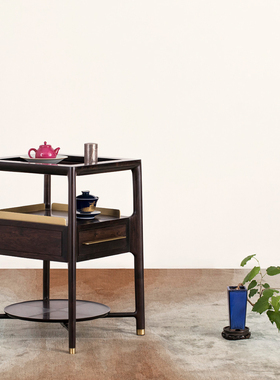 璞素忘我茶架双层新中式原创设计文人家具实木茶台边柜茶室收纳