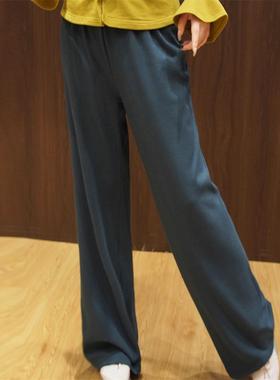 RL秋冬新款慕斯羊绒阔腿裤显高显瘦松紧腰直筒长裤女士裤子大码