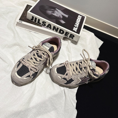 显脚小~双鞋带真皮平跟阿甘鞋女