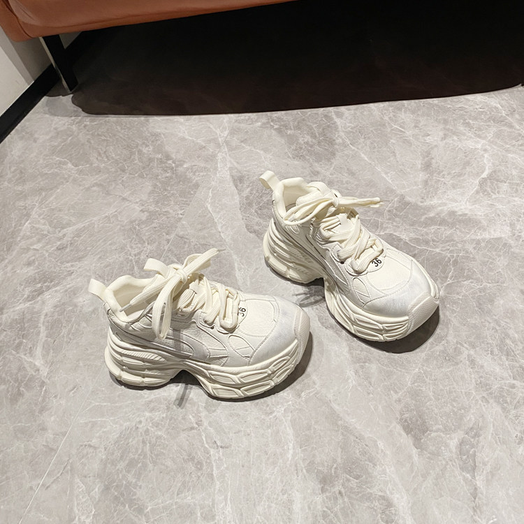 擦色做旧轻便厚底增高真皮老爹鞋