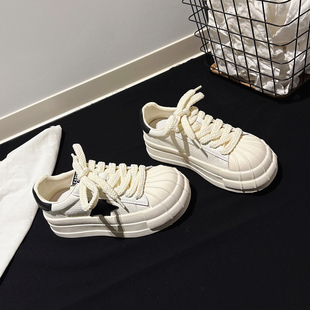 厚底真皮贝壳头星星小白鞋 运动鞋 女经典 学生女鞋 休闲板鞋 4CM增高