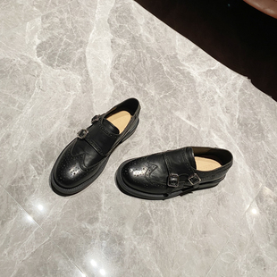 单鞋 布洛克雕花 英伦jk小皮鞋 女2025春新款 头层小牛皮低跟乐福鞋