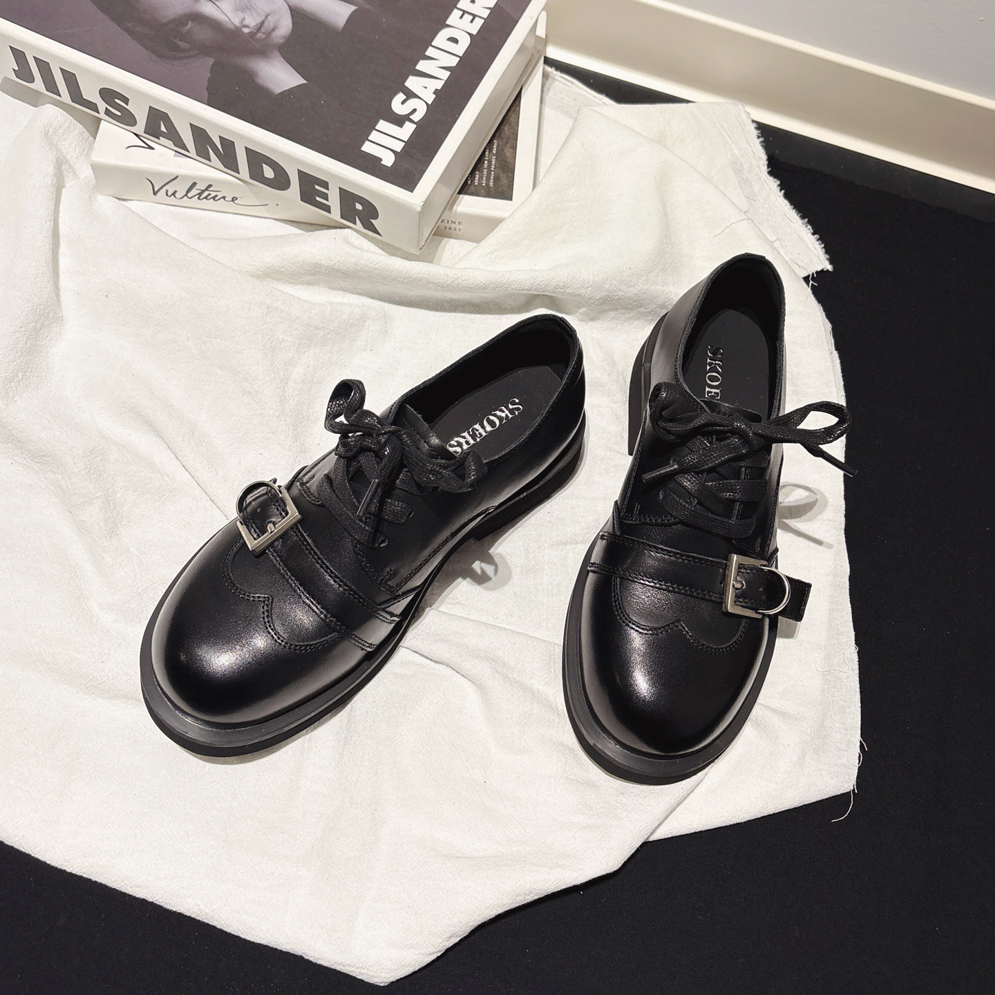 头层牛皮中跟皮带扣复古布洛克鞋英伦jk小皮鞋系带乐福鞋深口单鞋,女鞋,乐福鞋（豆豆鞋）,淘宝优惠券,粉丝福利购,淘宝优惠卷