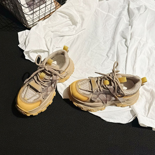 小众款 ins学生女鞋 厚底增高真皮水钻老爹鞋 休闲鞋 女2025新款 巨轻