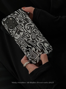 MOKASTUDIOS原创设计小众暗黑风适用于苹果iphone14promax手机壳15全包软壳高级感保护套防摔极简黑边个性