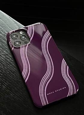 MOKASTUDIOS原创设计简约高级暗紫色适用于苹果14promax韩国菲林手机壳13pro硬壳保护套气质小众不撞款12