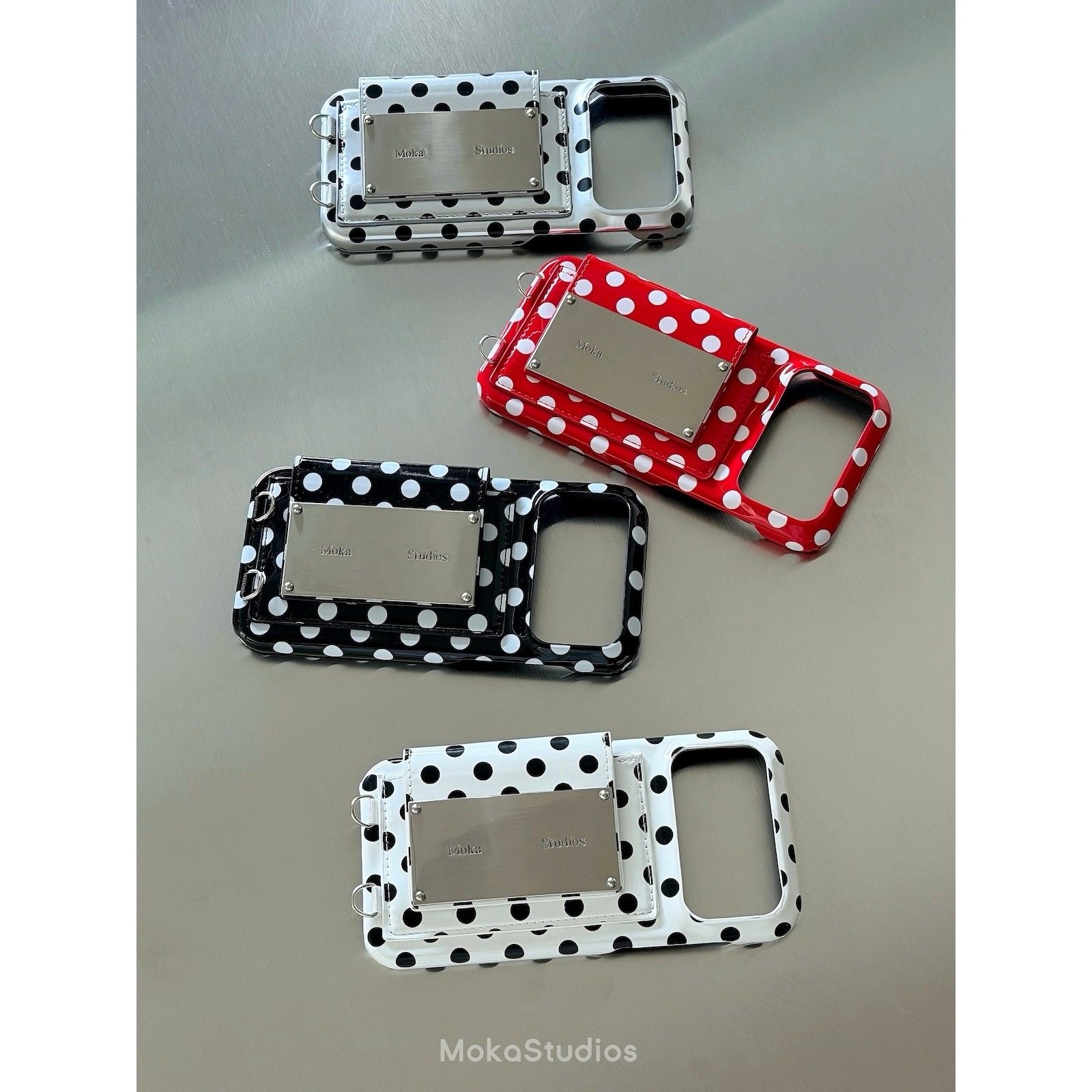 MOKASTUDIOS小众彩色波点圆点皮质卡包iphone17p