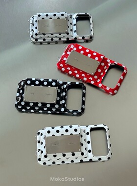 MOKASTUDIOS小众彩色波点圆点皮质卡包iphone17promax手机壳可斜挎金属链条背带16pro手工壳15可爱简约高级