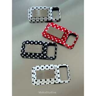 MOKASTUDIOS小众彩色波点圆点皮质卡包iphone17promax手机壳可斜挎金属链条背带16pro手工壳15可爱简约高级