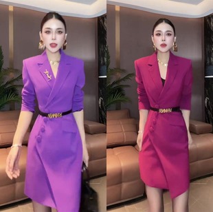 秋季上新职业西服裙商务白领正式纯色连衣裙女神洋气白领裙子潮流