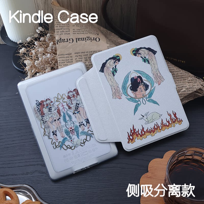 少女KindlePaperwhite6/5/4/3侧贴分离保护套kindle2024青春版磁吸拆分658/958软包边kpw1/2/3休眠电子书外壳图片